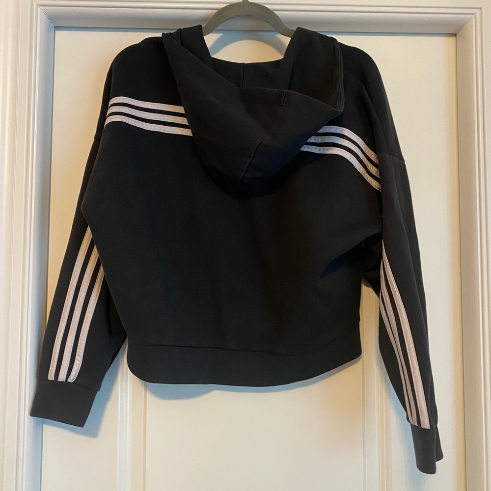 Adidas black cropped zip up hoodie